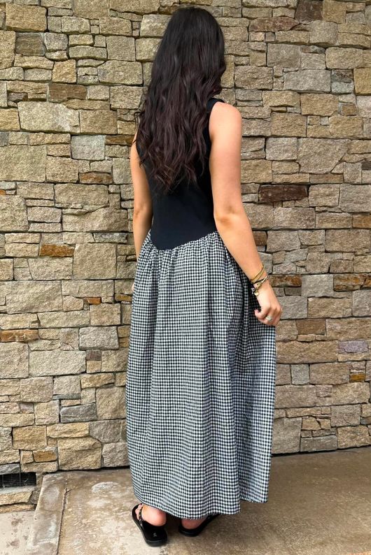 Arbi Gingham Magic Sundress Black